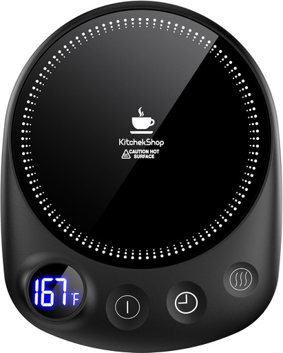 [BRSROELRA4NGMCQY] Coffee Mug Warmer - Fastest Heating & Highest Temperature, Coffee Cup Warmer for Desk Auto Shut Off, 4 Temp Settings & 1-12H Timer, Smart Electric Beverage Warmer for Coffee, Tea (Black)