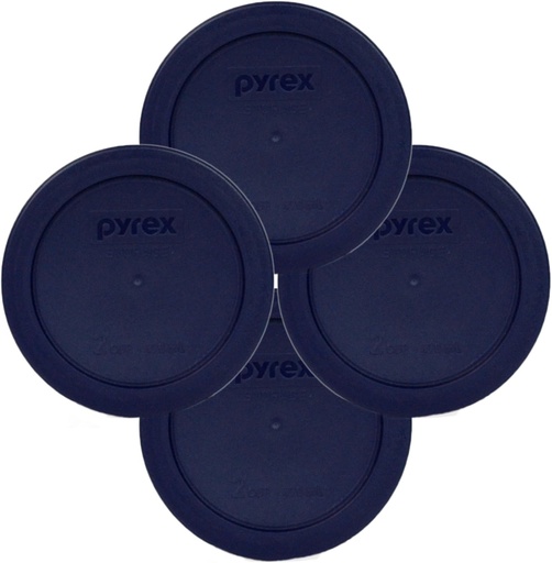 [BRSWIHAFCEAGKDT6] Pyrex 7200-PC 2-Cup Blue Food Storage Replacement Lid (4-Pack) - Made in USA
