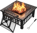 Devoko Outdoor Fire Pit, 32 Inch Firepit Table Metal Outdoor Fireplaces with Waterproof Cover for Outside Patio Camping (Silver)