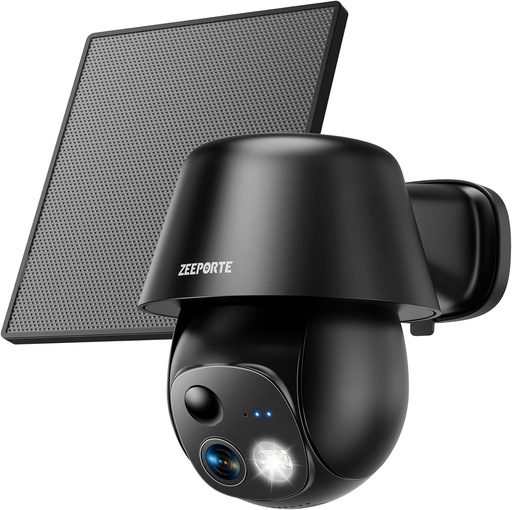 [BRSREZI3OQIGAELL] Solar Security Cameras Wireless Outdoor, 2K Pan/Tilt 360° View Solar/Battery Powered WiFi Cameras for Home Security with AI Motion Detection, Spotlight, 2-Way Audio, Siren, IP65, SD/Cloud Storage