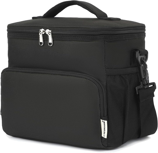 [BRSRM2Q7CUPQAFLG] Unisex Insulated Lunch Bag, Black, 10.2 x 7.5 x 9 inches, Durable Oxford Fabric, PEVA Lining, 3+ Years