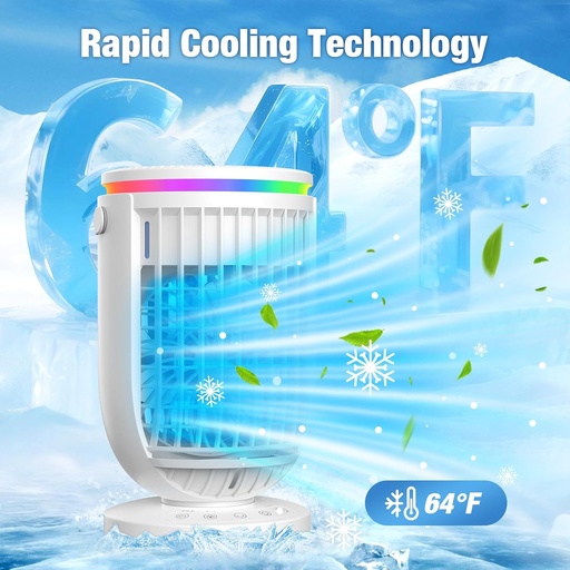 [BRSREHD2DIOQYCA7] Portable Air Conditioners Fan,JYew AI 120° Oscillating Evaporative Mini Room Air Conditioners,Portable AC Unit Air Cooler with 4 in 1 Humidifier Fan Conditioner, AC Portable for Room (White)