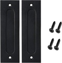 2pcs 7 inch Running Black Sliding Barn Door Finger Pull Set | Heavy Duty Modern Simple Invisible Handle| with Flat Bottom Easy to Install barn Door Flush Handle Flush Door Pull