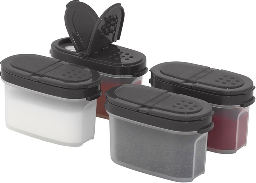 [BRSRAYYTAEBA2GYY] SIGNORA WARE Spice Jars with Lids - 4 oz Refillable Empty Airtight Spice/Seasoning Containers Set -2 in 1 Pour/Sift Shaker Lids Clear Plastic Spice/Seasoning Organizer Kitchen/Travel 4 pk.