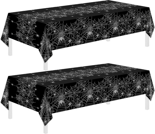 [BRSROAT4CEBRQA3F] Halloween Tablecloth,2 Pack Disposable Plastic Tablecloth 54"x108" Halloween Decorations,Black Table Cloth for Birthday Decors,Spider Web Table Cover,Party Supplies for Indoor or Outside,Home,Dinner