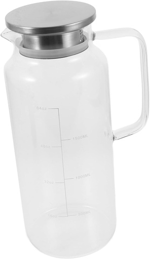 [BRSREEADCUFAYYDO] VOSAREA Large Capacity Glass Water Jug for Iced Tea Beverages Borosilicate Design Lid for Family Use and Fridge Storage