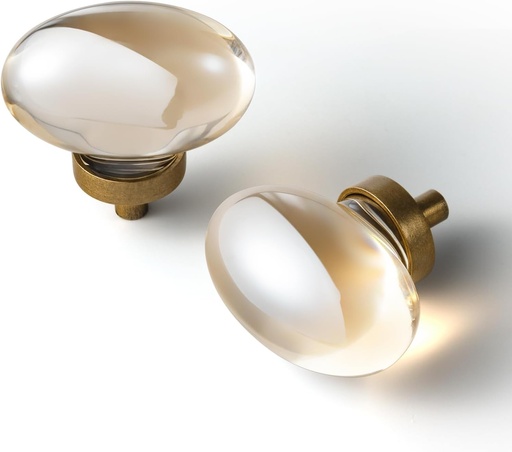 [BRSRAAL3OF4B423J] Goo-Ki Champagne Crystal Cabinet Handls-Zinc Alloy Base with Acrylic Drawer Knobs,6 Pack