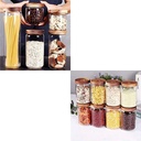 SAIOOL Glass Food Storage Containers Set,Airtight Food Jars with Acacia Wooden Lids - Set of 5 Kitchen Canisters and Set of 8 glass jars,For Sugar,Candy, Cookie, Rice and Spice Jars