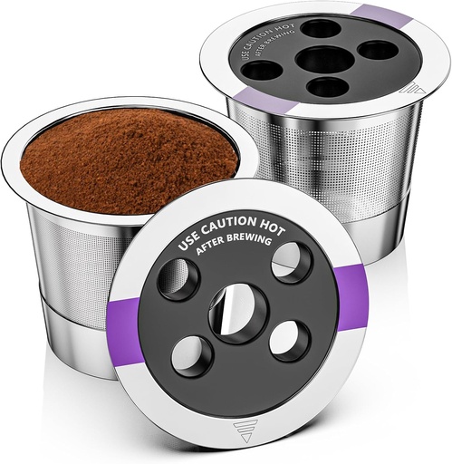 [BRSRAAIDBYNA43Q3] Universal Refillable Coffee Pods with 5 Holes, Suitable for k cups, Stainless steel reusable compatible with keurig 1.0 & 2.0 coffee machines brewers refillable (2)