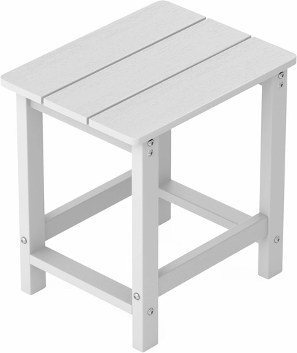[BRSROYAKBMIB4CI4] MXIMU Outside Adirondack Side Table, Weather Resistant Square Outdoor Side Tables, Outdoor End Table for Backyard Pool Indoor Companion Front Porch, White