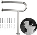 Toilet Grab Bar 23.4 Inch, YuanDe Wall to Floor Brushed Nickel Bathroom Safety Bar w/Anti-Slip Knurled Grip, Stainless Steel Handicap Grab Bar with Leg,Support Bar for Disabled Elderly Pregnant