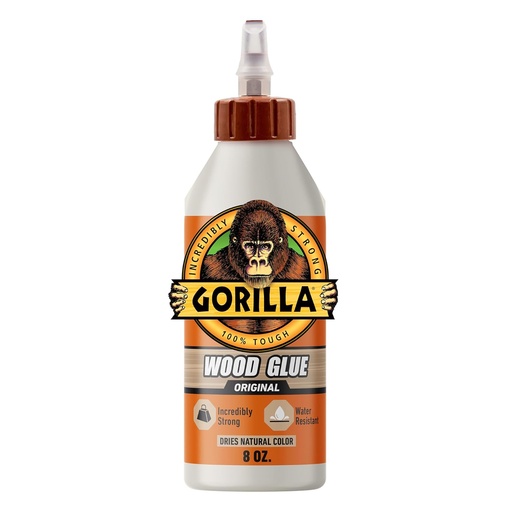 [BRSWIYYMO4GGOETU] Gorilla Wood Glue; 8 Ounce Bottle; Natural Wood Color; (Pack of 1)