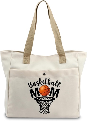 [BRSROFAYCN7WKFLH] VAMSII Basketball Mom Tote Bag - Team Mom Gift, Coach Tote, Player Gifts - Sport Canvas Bag
