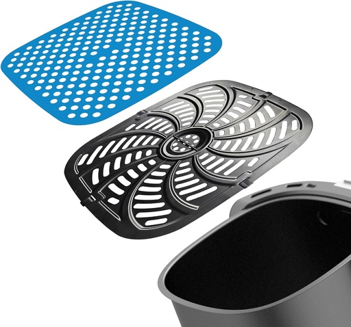 [BRSRAYLRCENAIELU] Upgraded Air Fryer Replacement tray with silicone liner set for Chefman TurboTouch Easy View Air Fryer 8 QT - Food Grade Non-Stick Air fryer Grill Pan With Rubber Bumpers,Dishwashers