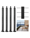 VEVOR 4 Pack Cable Railing Post, 36"x1"x2" Level Drilled Deck Railing Post, Stainless Steel Black Cable Railing System Kit for Indoor Outdoor Deck Balcony, 4JZLGZXHS914UUOI6001V0