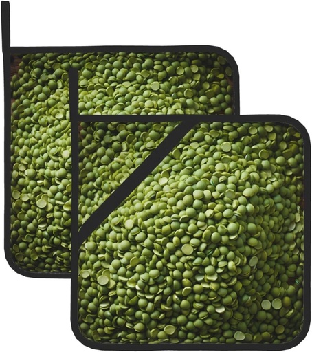 [BRSREHQYCF5GEG36] Mung Beans Pattern Square Insulated Pot Holder Set of 2 8x8 in Thick and Durable, Anti-scalding and Heat-Insulating