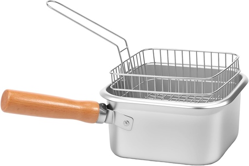 [BRSREGT6O4FWO2DH] 2Pcs/3Pcs Square Deep Fryer Pot with Basket Stainless Steel Portable Multifunctional Chip Frying Pan Quick Heating Kitchen Supplies for French Fries (Silver 2Pcs)