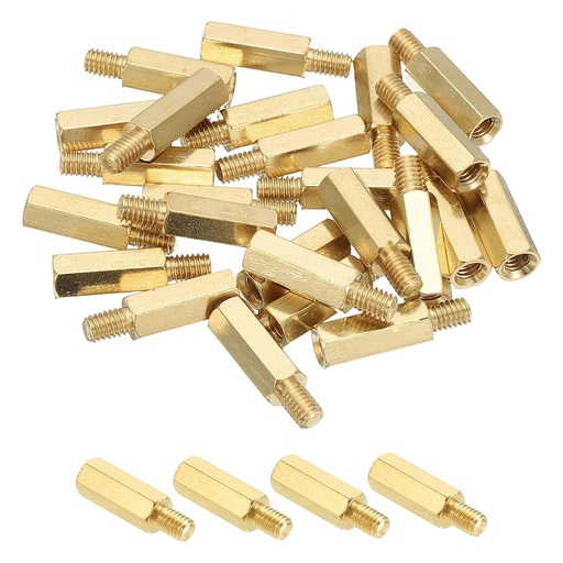 [BRSREGQYPINGGD3B] PATIKIL M4 Brass Hex Standoff, 25 Pcs PCB Motherboard Spacer Screws for Drone Quadcopter Computer Build Electronic Projects Circuit Board, Gold (M4 x 15mm+6mm)