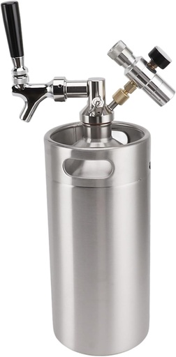 [BRSROCYYOVYRMEQ7] DADEA Mini Keg Dispenser with Faucet, Portable Beer Keg Growler 3.6L Stainless Steel Keg 60PSI Gauge Keg Tap Easy Home Dispenser System for Party Festival Home Bar