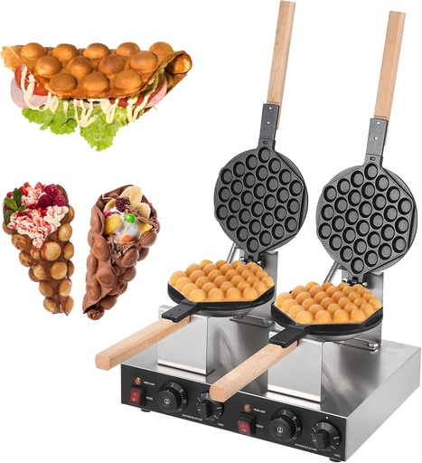[BRSREHA3OUFWMCA4] Bubble Waffle Maker 2800W, Double-Side Heating Non-Stick Electric Egg Waffle Machine for Home and Commercial Use, Quick and Even Cooking for Snacks and Desserts