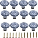 12Pcs Light Blue Cabinet Knobs Vintage Ceramic Knobs for Dresser Drawers Decorative Pull Handles