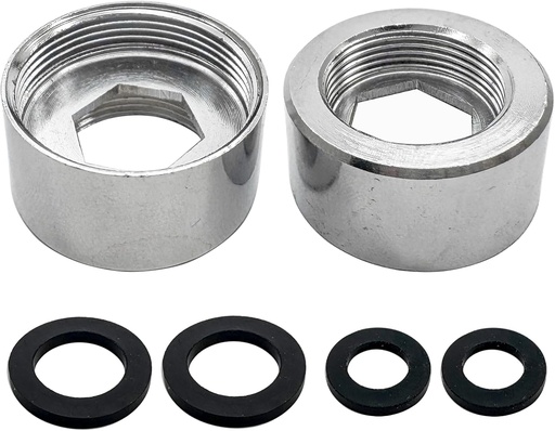 [BRSREZIRPMNBOH32] 18mm Female to 24mm Female Faucet Adapter,Brass Water Faucet Adapter,Tap Connector Aerator for Bathroom Kitchen,Silver(2Pcs)