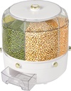 6 Grids Rice & Grain Storage Countertop Container Rice Food Grain Dispenser Rotatable Sealed Grain Food Storage One-Button Pressing Storage Bucket for Grains Snacks