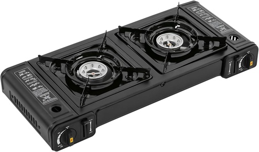 [BRSRAGL2O56RMCDU] Double Burner Butane Stove Camping Stove, Auto Ignition Camping Burner LPG for RV, Apartments, Outdoor