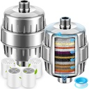 2 Pcs Shower Filter with 4 Pack 20 Stage Shower Filter Replacement, Heavy Duty Water Softener to Remove Chlorine, Fluoride, Heavy Metals, Iron, Improve Your Skin and Hair