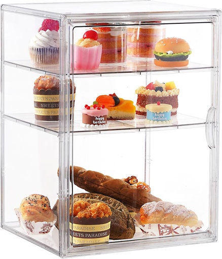 [BRSRE2Q7AQFBMHI7] Clear Pastry Display Case, Bread Case for Kitchen Countertop-4 Layers Adjustable, Large Capacity Clear Bread Box for Home-Baked Breads,Muffins,Bagel Storage Container, Bread Holder