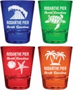R and R Imports Rodanthe Pier North Carolina Souvenir 4-Pack Multicolor Engraved Round Shot Glasses Beach Set