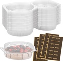 100 PCS Disposable Pie Containers Clear Plastic Take Out Containers Clamshell Takeout Tray With Hinged Locking Lids 6" Clear Flan Container With Lids for Dessert Cakes Cookies Salads Pasta Sandwiches
