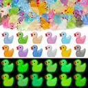 260 Mini Resin Ducks Glow in The Dark, Tiny Luminous Animals Figures to Hide Miniature Plastic Little Duck for Fish Tank Aquarium Fairy Garden Dollhouse Micro Landscape Decorations