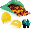 UNQBEW Leaf Collector, Portable Pop Up Leaf Bags, Yard Garden Waste Bags, with Leaf Scoops Hand Rakes, Lightweight Leaf Grabber Claws and Gloves, for Picking Up Leaves, Clippings, Grass