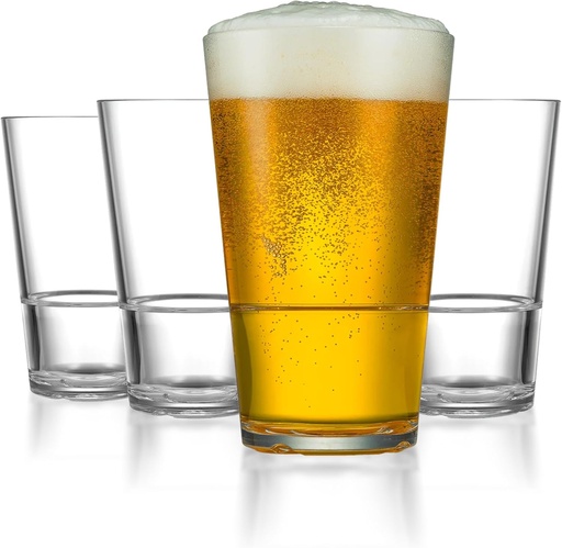 [BRSWGZQRCINBYCQ6] Drinique Caliber Cooler Unbreakable Tritan Tumbler Glasses, 22 oz. (Set Of 4), Clear,CAL-CO-CLR-4