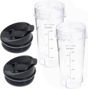 16oz Replacement Cups for Ninja QB3001SS Fit Compact Personal Blender, Single Serve 16-Ounce Cup Set for Ninja BL770 BL780 BL660 Professional Blender, with Seal Lids- 2 Pack