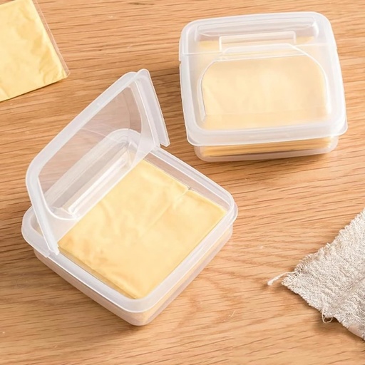 [BRSRMGIFAEBBOFLF] 2 Pack Sliced Cheese Container for Fridge, Clear Plastic Butter Block Cheese Slice Storage Box with Flip Lid for Refrigerator Food Vegetable