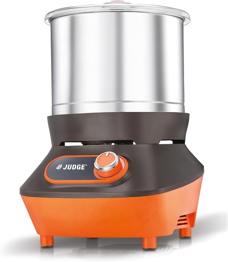[BRSROEDQOACRUCLF] Judge By Prestige Vertical Wet Grinder with Stainless Steel Drum, Coconut Scraper and Atta Kneader Attachments, 200 Watt, 110V (Orange & Brown)