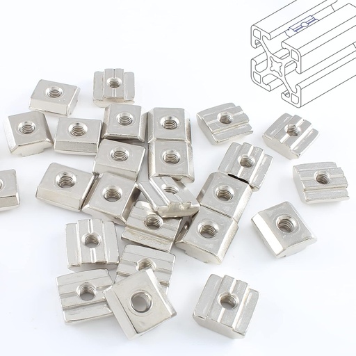 [BRSRMZI3BYCGYA3J] 50 Pcs 3030 Series Sliding T Nuts Metric M6 Thread Slide in Hammer Head T-Nut, Sliding T-Nuts for Standard 8mm T-Slot Aluminum Extrusion Profile