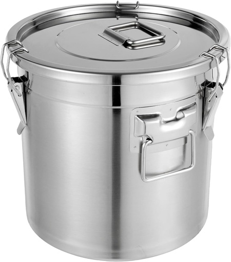[BRSREFL2OYGQI2TD] 304 Stainless Steel Airtight Canister Containers, 21L/5.5Gal Large Canisters Container with Airtight Lids & Locking Clamp, Metal Bucket Pail Food Storage Containers for Flour,Grain, Coffee Bean (21L)