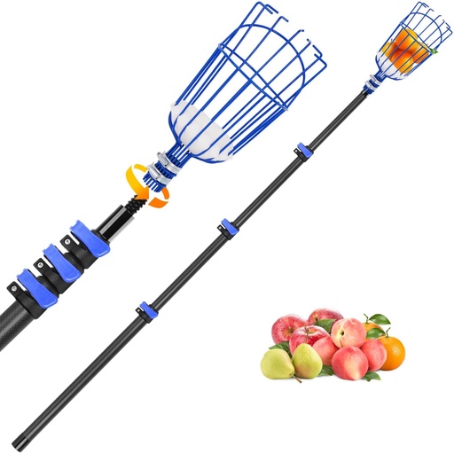 [BRSRAGLYBZYQ23DJ] DOBEN Carbon Fiber Telescopic Fruit Picker, 12FT Extendable Pole with Picking Basket for Harvesting Apples, Oranges, Pears, Avocados on High Trees - Lightweight & Durable