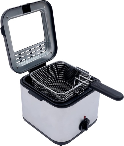[BRSREGL4OUBAOH3B] 2.5L Deep Fryer with Basket Strainer Countertop Temperature Control Electric Fryer for Home and Commercial Use Stainless Steel Oil Fryer for Fried Chicken Shrimp Fries Chips