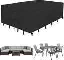 Easy-Going Rectangle Patio Furniture Cover Waterproof Outdoor Dining Table and Chair Cover Anti-UV Outside Sectional Sofa Set Covers (110"L x 84"W x 28"H, Black)
