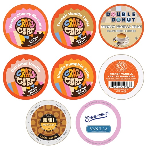 [BRSRMAIECUBGM23J] Perfect Samplers French Vanilla Coffee Pods Variety Pack, Medium Roast, 30 Count for Keurig K-Cup Machines