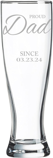 [BRSRAEL6OJ7A42Q6] Shape28 Personalized Glass -New Dad Gift Customizable Engraved Pub, Whiskey, or Wine Glass Gift for New Fathers, and New Moms, New Grandparents (Beer Glass #1)