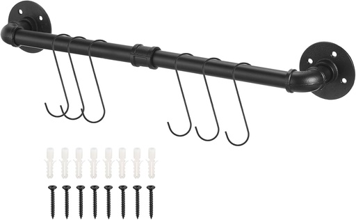 [BRSRO2YFCAGWY23B] uxcell Wall Mounted Towel Rack, Industrial Pipe Towel Bar, Bathroom Hardware Towel Bar Accessory, Kitchen Pot Rack DIY Rustic Iron Bathroom Towel Rack Holder (24 Inch)