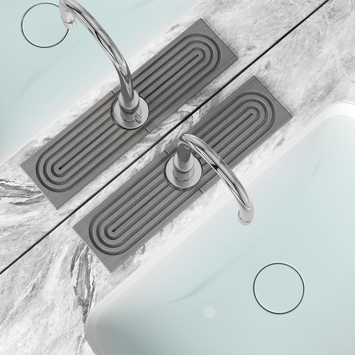 [BRSREGQKCMPGE3IU] Stone Faucet Mat for Kitchen Sink & Bathroom, Super Absorbent Splash Guard & Quick-Dry Stone Drying Mat for Kitchen Counter, Protect Sink from Water with Stone Drying Tray[Grey,15.7"x3.9"]