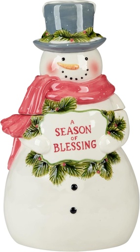 [BRSROCAFBZYW2AY3] Snowman Greetings 3-D Festive Cookie Jar – A delightful snowman cookie jar that brings nostalgic charm and seasonal joy to your kitchen