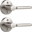 Probrico Brushed Nickel Half Dummy Levers, Slim Handed Non-Turning Door Knobs for Left or Right Handed Doors, Interior Inactive Door Handle for Closet or Pantry (2 Pack, Single Side, Exposed Screws)