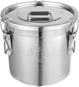 DYNAMI 304 Stainless Steel Airtight Canister for Kitchen, 3.2Gal/405oz Flour Container with Lid and Locking Clamp,10-21Lbs Metal Bucket Food Storage Container for Rice, Flour, Grain, Coffee Bean(12L)